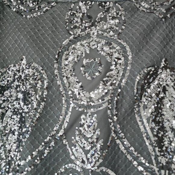 R&M Richards Dress Women's 18W Navy Blue Bling Sequins Short Sleeve Formal Stret - Picture 5 of 8